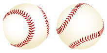 Vector Illustration Of Baseballs From Two Different Angles.