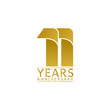 Simple Gold Anniversary Logo Vector Year 11