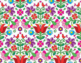 Kalocsai floral emrboidery seamless pattern - Hungarian folk art background