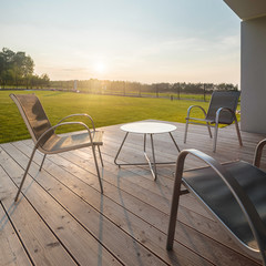 Poster - Sunset on modern patio