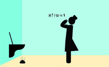 Illustration Frau ägert Sich über WC-Verschmutzung