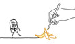© NLshop - Drawing big hand and cartoon businessman - banana peel