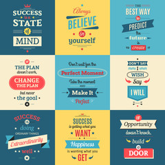 Success Quotes Colored Isolated Posters 