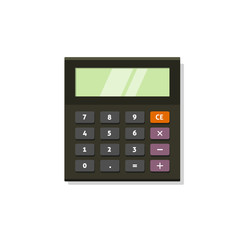 Wall Mural - calculator vector icon isolated on white background, flat black calculator illustration with shadow 