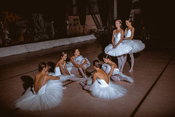 Wall Mural - The seven ballerinas behind the scenes of theater