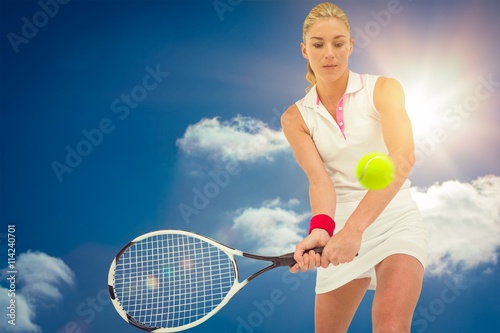 Composite image of athlete playing tennis with a racket Tableau sur Toile