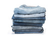 © bunwit - stack of jeans on white background