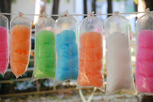 Colorful Cotton Sweet Candy In Rainbow Colors