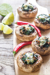 Wall Mural - Baked mushrooms stuffed with spinach and cheese