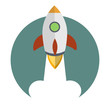 Rocket icon flat design. Project start up - launch concept. Vector illustration.