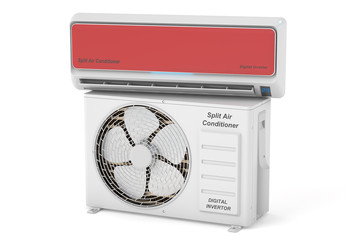 Poster - modern air conditioner system with unit, 3d rendering