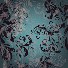 Poster - Vector seamless pattern for wallpaper design with floral swirls