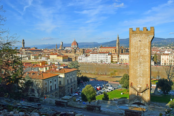 Wall Mural - panoramic view of old Florence from Piazzale Michelangelo, Tuscany, Italy