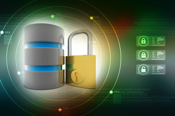 Poster - 3d rendering database storage data base protected lock