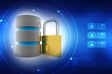 Poster - 3d rendering database storage data base protected lock