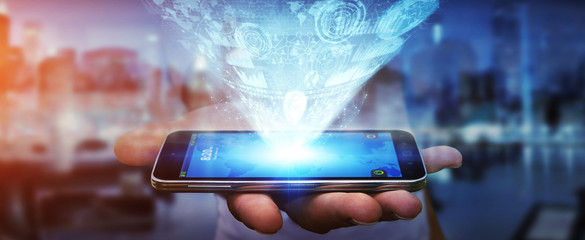 Aufkleber - Businessman using digital graph interface