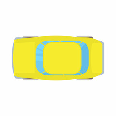 Poster - Yellow car top view icon, cartoon style