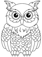 Owls Sitting For Coloring