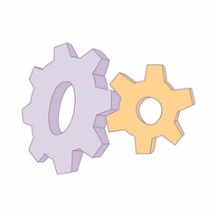 Poster - Gear icon, cartoon style