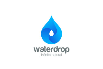 Poster - water drop logo vector aqua droplet icon natural beverage