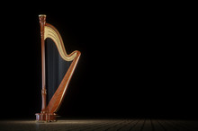 Harp Aged On White 3D Rendering