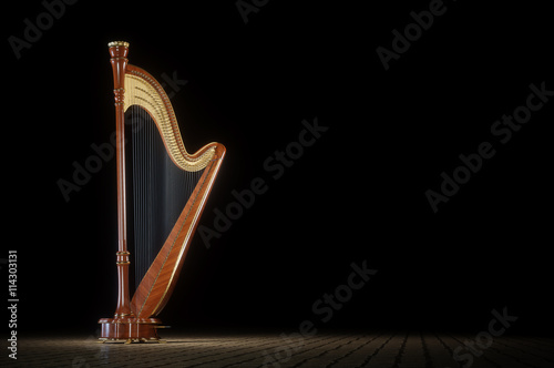 Cuadros en Lienzo Harp aged on white 3D rendering