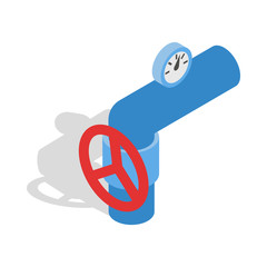 Poster - Pipe with a red valve and meter icon