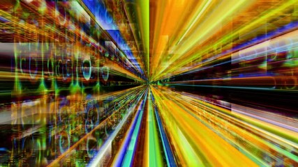 Wall Mural - data storm 0609: traveling through a maze of streaming high energy light streaks (video loop).