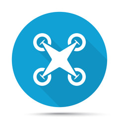 Wall Mural - white drone quadcopter icon on blue button isolated on white