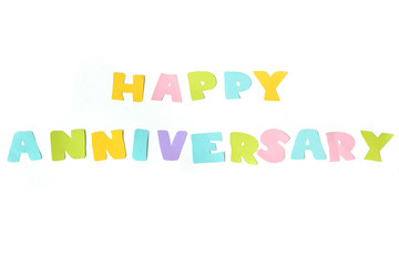 Happy anniversary text on white background - isolated