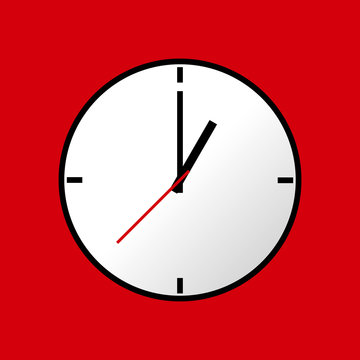 Clock icon, Vector illustration, flat design. Easy to use and edit. EPS10. Red background.