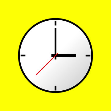 Clock icon, Vector illustration, flat design. Easy to use and edit. EPS10. Yellow background.