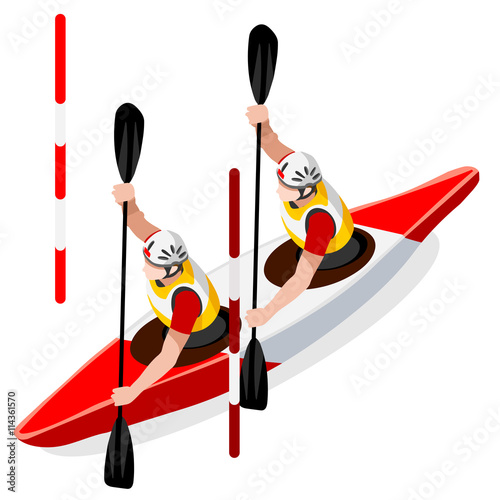Fotografía Kayak Slalom Doubles Canoe Summer Games Icon Set