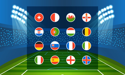 Wall Mural - Different country flags collection. Football infographic template