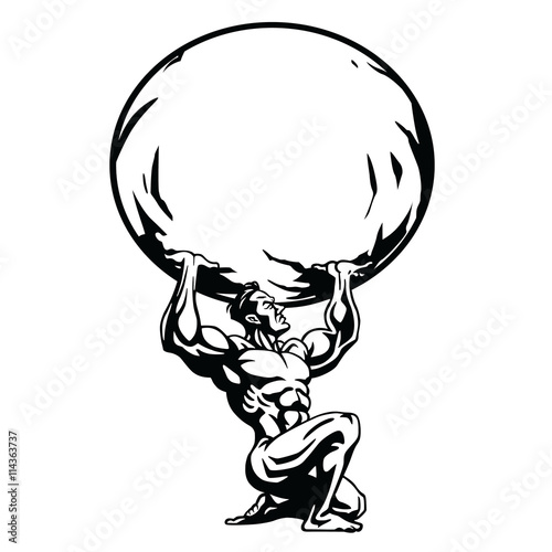 Cuadros en Lienzo Stylized drawing of the Atlas Vector