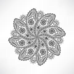 Oriental geometric outline flower isolated. Mandala desin elemen