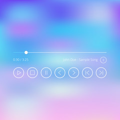 Poster - Modern thin line audio player ui elements set. Music player app user interface icons set, buttons, slider, song title. Minimalistic concept. Vector illustration