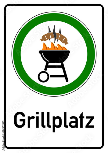 ks96 KombiSchild esg1 ErlaubnisSchildGruen Grillplatz grillen