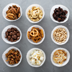 Wall Mural - Variety of healthy snacks overhead shot