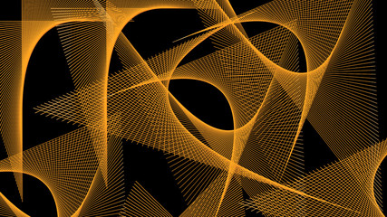 Poster - A stylish abstract line art in orange on black