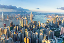 Hong Kong City With Sunset