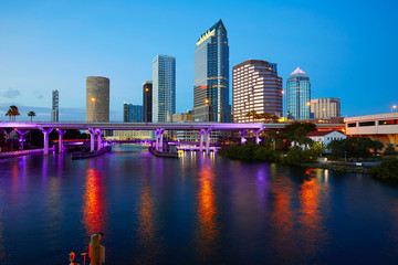 Wall Mural - Florida Tampa skyline at sunset in US