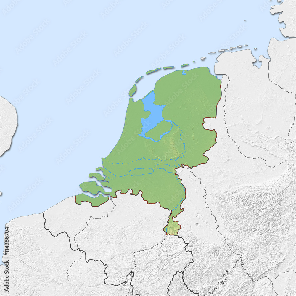 Relief map of Netherlands Stock Illustration | Adobe Stock
