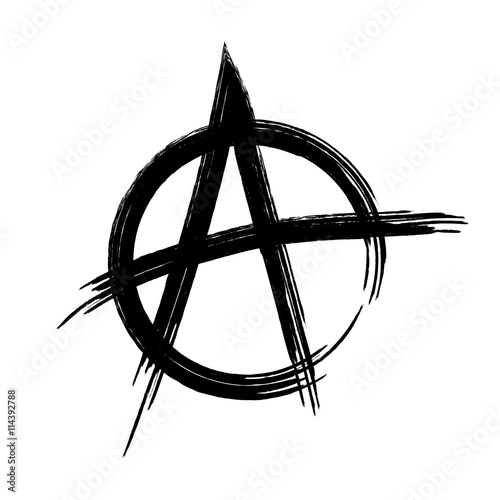 Fotografie, Obraz Silhouette sign Anarchy. Picture of the hand, made rough brush.