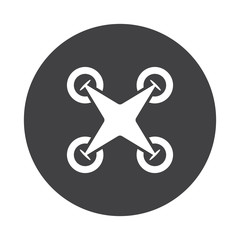 Wall Mural - white drone quadcopter icon on black button isolated on white