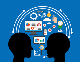 Wall Mural - concept for social network, digital marketing, web analytics.