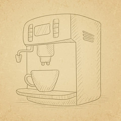 Sticker - Coffee maker with cup.