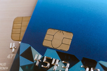 credit card or bank card or smart card closeup macro shot