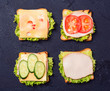 Preparation clubsandwiches  on a stone