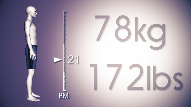 3D Illustration of an Obese Man Losing Body Weight and BMI Index